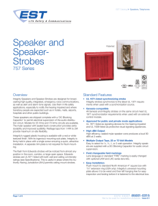 Data Sheet 85001-0315 -- Integrity Speaker and Speaker