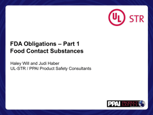 FDA Obligations – Part 1 Food Contact Substances