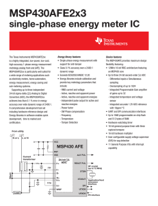 MSP430AFE2x3 single-phase energy meter IC