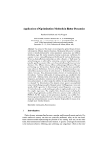 Application of Optimization Methods in Rotor Dynamics