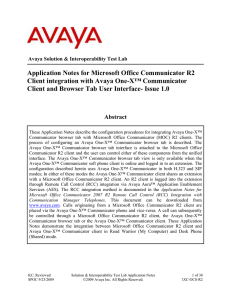 Application Notes for Microsoft Office Communicator R2 Client