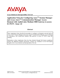 Configuring Aura Session Manager and Avaya Aura Communication