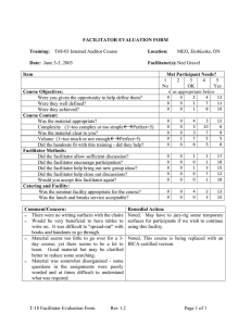 T-18 Facilitator Evaluation Form Rev 1.2 Page 1 of 1 FACILITATOR