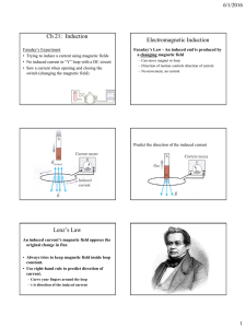 Ch 21: Induction Electromagnetic Induction Lenz`s Law