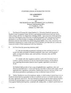 STANFORD LINEAR ACCELERATOR CENTER USE AGREEMENT