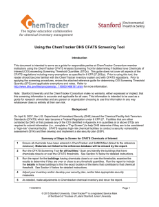 Using the ChemTracker DHS CFATS Screening Tool