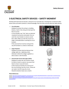 3 ELECTRICAL SAFETY DEVICES – SAFETY MOMENT
