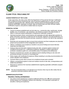 CLASS TITLE: FIELD ANALYST