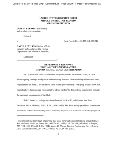 Defendant`s Response to Plaintiff`s Memorandum on