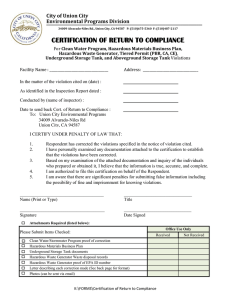 certification of return to compliance