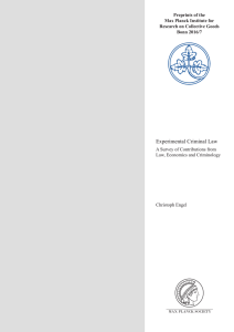 Experimental Criminal Law - Max Planck Institute for Research on