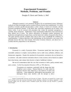 Experimental Economics: Methods, Problems, and Promise