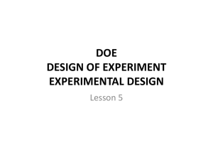 DOE DESIGN OF EXPERIMENT EXPERIMENTAL DESIGN