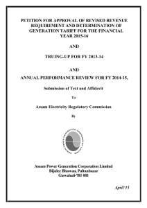 APGCL`s Tariff Petition for FY 2015-16 and APR for FY 2014-15