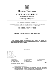 Notices of Amendments as at 9 July 2015