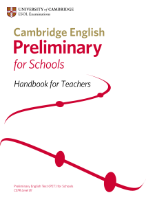 Cambridge English: Preliminary for Schools handbook