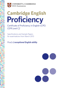 Cambridge English: Proficiency Specs and