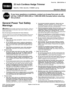 General Power Tool Safety Warnings