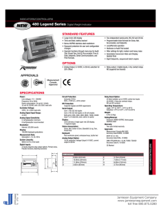 480 Legend Series Digital Weight Indicator Specifications