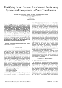 Identifying Inrush Currents from Internal Faults using Symmetrical