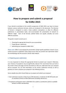 How to prepare and submit a proposal for EARLI 2015