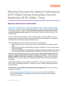 Planning Document for Abstract Submissions 2016 Vizient Clinical