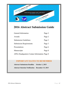 2016 Abstract Submission Guide - American Pediatric Surgical