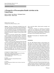 A Perspective of Preconception Health Activities in the United States