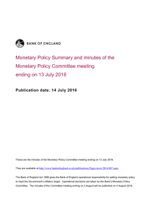 Monetary policy summary and minutes of the