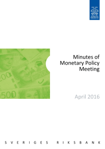 Minutes of Monetary Policy Meeting, April 2016