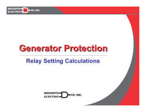 Generator Protection – Setting Calculations