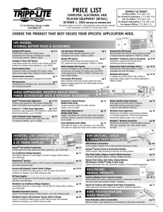 Tripp Lite Retail Price List October 1 2009 English 200910012 953103