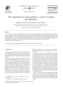 The capacitated lot sizing problem: a review of models and algorithms