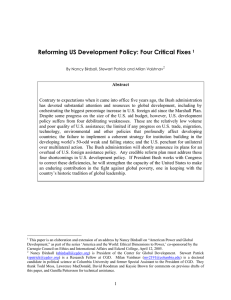 Reforming US Development Policy: Four Critical Fixes 1