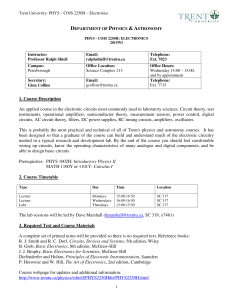 1. Course Description An applied course in the electronic circuits