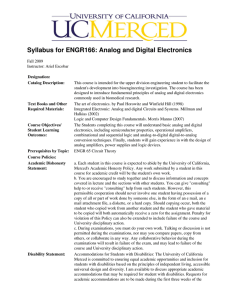 Syllabus for ENGR166: Analog and Digital Electronics