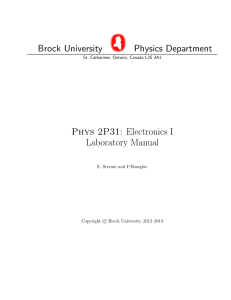 Brock University Physics Department Phys 2P31: Electronics I