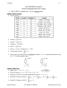 EE2201 Circuits I - Dr. Montoya`s Webpage