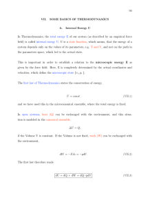 is called internal energy U. U