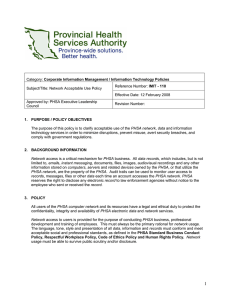 Network Acceptable Use Policy - Provincial Health Services Authority