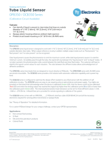 Tube Liquid Sensor OPB350 / OCB350 Series