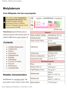 Molybdenum - Wikipedia, the free encyclopedia