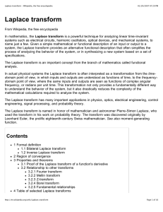 Laplace transform - Wikipedia, the free encyclopedia