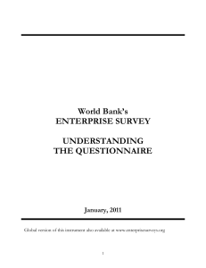 World Bank`s ENTERPRISE SURVEY UNDERSTANDING THE