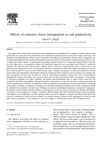 Effects of extensive forest management on soil productivity