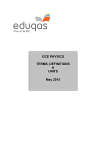 Eduqas > A Level Physics > Terms, definitions and units booklet