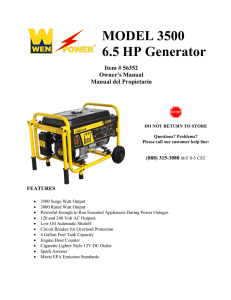 MODEL 3500 6.5 HP Generator