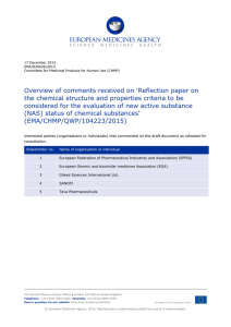 Overview of comments on RP on New Active Substance