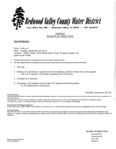 December 30, 2014 - Redwood Valley County Water District