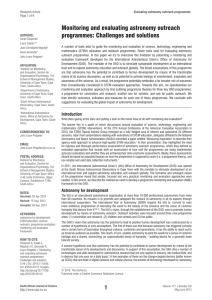 Monitoring and evaluating astronomy outreach programmes